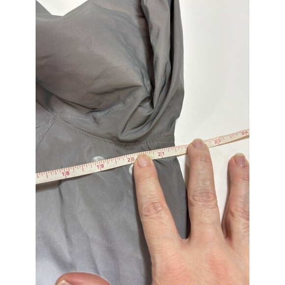 Calia Reflective Jacket Silver Black Medium Layered Look Zippered Hood - Picture 7 of 16